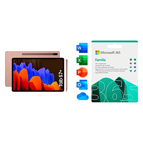 Samsung Galaxy Tab S7+ - Tablet de 12.4&quot; QHD (5G, Procesador Qualcomm Snapdragon 865 + Microsoft 365 Familia | Box