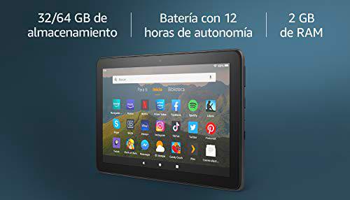 Tablet Fire HD 8, pantalla HD de 8 pulgadas, 32 GB (Negro)